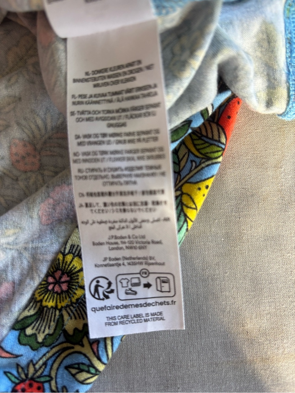 Boden Bias Cut Jersey Midi Dress Blue Lemon Strawberry Multi Citrus Vine 6P - Picture 10 of 10